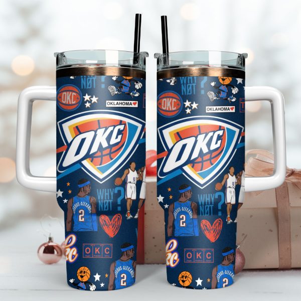 Oklahoma City Thunder NBA Custom Stanley Quencher 30oz-40oz Stainless Steel Tumbler - Image 3
