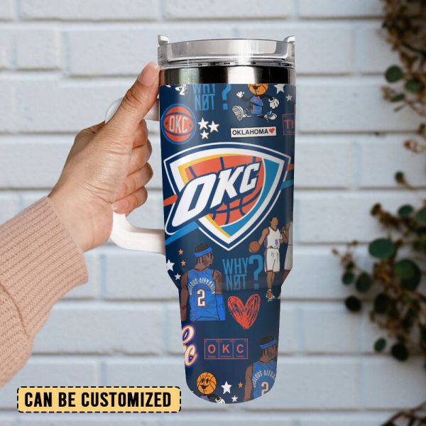 Oklahoma City Thunder NBA Custom Stanley Quencher 30oz-40oz Stainless Steel Tumbler - Image 4