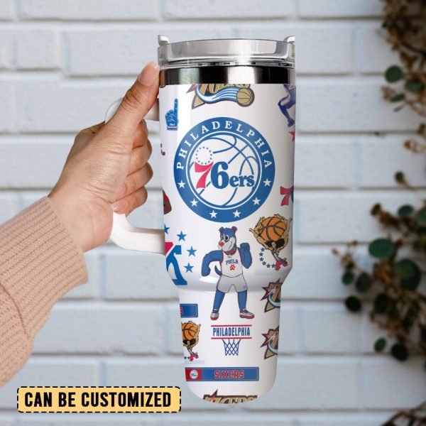 Philadelphia 76ers NBA Basketball Sport Custom Stanley Quencher 30oz-40oz Stainless Steel Tumbler - Image 4