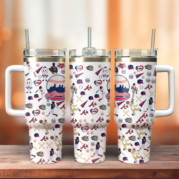 Atlanta Braves MLB Custom Stanley Quencher 30oz-40oz Stainless Steel Tumbler Hot And Cold Tumbler