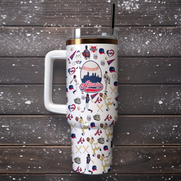 Atlanta Braves MLB Custom Stanley Quencher 30oz-40oz Stainless Steel Tumbler Hot And Cold Tumbler - Image 2