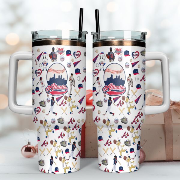 Atlanta Braves MLB Custom Stanley Quencher 30oz-40oz Stainless Steel Tumbler Hot And Cold Tumbler - Image 4