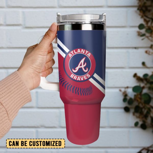 Atlanta Braves Baseball MLB Sport Custom Stanley Quencher 30oz-40oz Stainless Steel Tumbler Hot And Cold Tumbler - Image 2