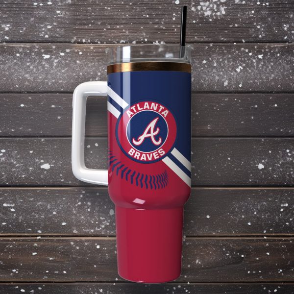 Atlanta Braves Baseball MLB Sport Custom Stanley Quencher 30oz-40oz Stainless Steel Tumbler Hot And Cold Tumbler - Image 4