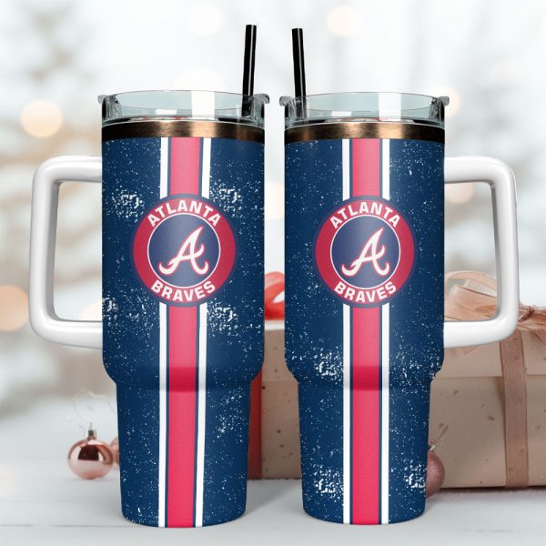 Atlanta Braves Baseball MLB Sport Custom Stanley Quencher 30oz-40oz Stainless Steel Tumbler - Image 2