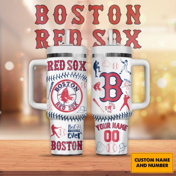 Boston Red Sox MLB Custom Stanley Quencher 30oz-40oz Stainless Steel Tumbler