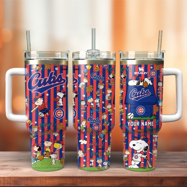 Chicago Cubs x Peanuts MLB Sports Custom Stanley Quencher 30oz-40oz Stainless Steel Tumbler Hot And Cold Tumbler