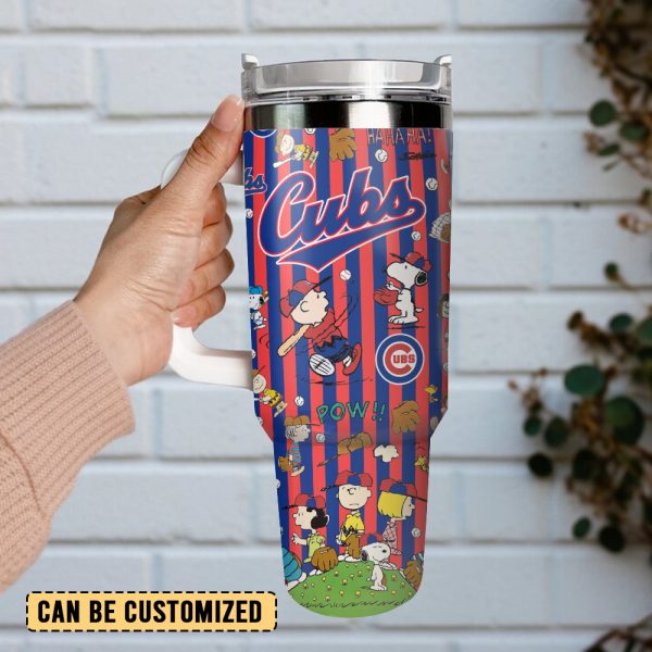 Chicago Cubs x Peanuts MLB Sports Custom Stanley Quencher 30oz-40oz Stainless Steel Tumbler Hot And Cold Tumbler - Image 4