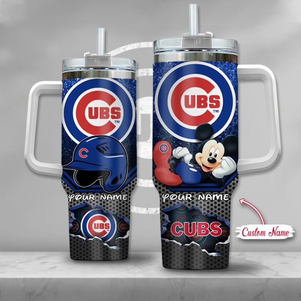 MLB Chicago Cubs Mickey Mouse Custom Stanley Quencher 30oz-40oz Stainless Steel Tumbler Hot And Cold Tumbler