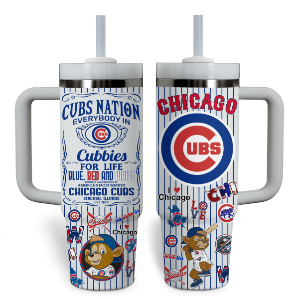 Chicago Cubs Baseball MLB Custom Stanley Quencher 30oz-40oz Stainless Steel Tumbler Hot And Cold Tumbler