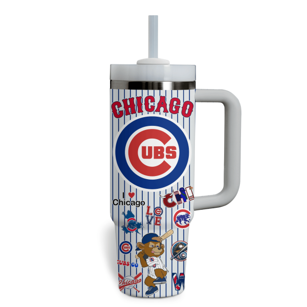 Chicago Cubs Baseball MLB Custom Stanley Quencher 30oz-40oz Stainless Steel Tumbler Hot And Cold Tumbler - Image 3