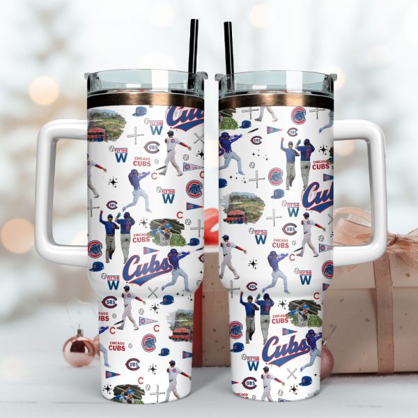 Chicago Cubs Baseball Field MLB Custom Stanley Quencher 30oz-40oz Stainless Steel Tumbler Hot And Cold Tumbler - Image 3