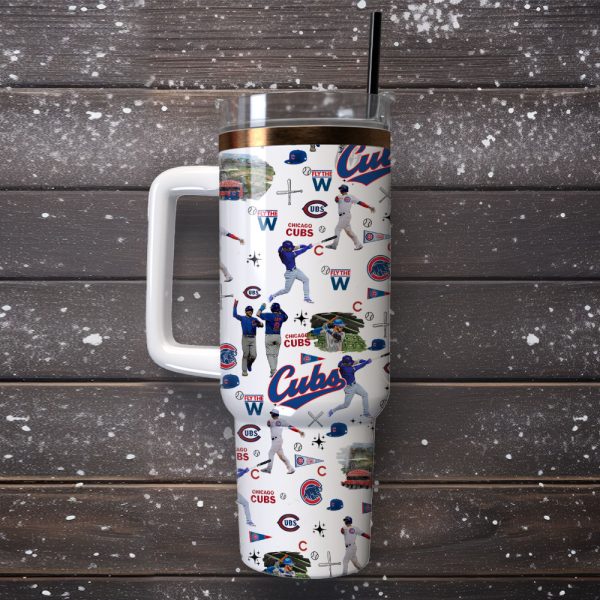 Chicago Cubs Baseball Field MLB Custom Stanley Quencher 30oz-40oz Stainless Steel Tumbler Hot And Cold Tumbler - Image 4