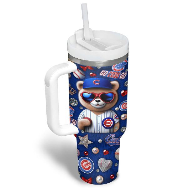 Chicago Cubs MLB Custom Stanley Quencher 30oz-40oz Stainless Steel Tumbler - Image 3