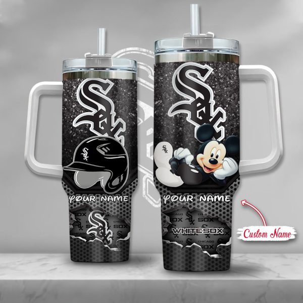 MLB Chicago White Sox Mickey Mouse Custom Stanley Quencher 30oz-40oz Stainless Steel Tumbler Hot And Cold Tumbler
