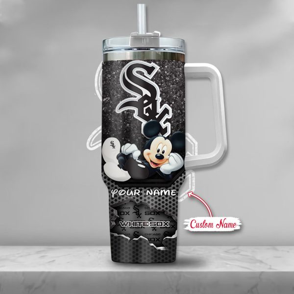 MLB Chicago White Sox Mickey Mouse Custom Stanley Quencher 30oz-40oz Stainless Steel Tumbler Hot And Cold Tumbler - Image 2