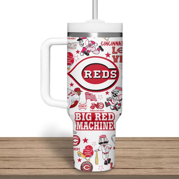 Cincinnati Reds MLB Custom Stanley Quencher 30oz-40oz Stainless Steel Tumbler - Image 3