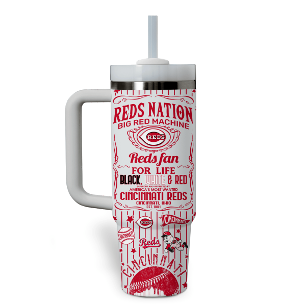 Cincinnati Reds MLB Custom Stanley Quencher 30oz-40oz Stainless Steel Tumbler Hot And Cold Tumbler - Image 2