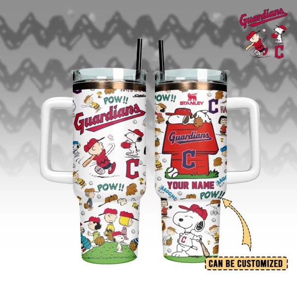 Cleveland Guardians x Peanuts MLB Sports Custom Stanley Quencher 30oz-40oz Stainless Steel Tumbler Hot And Cold Tumbler - Image 2