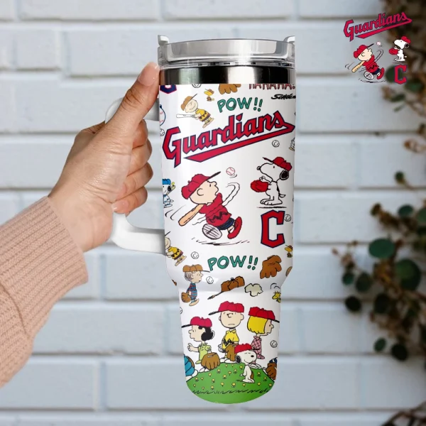 Cleveland Guardians x Peanuts MLB Sports Custom Stanley Quencher 30oz-40oz Stainless Steel Tumbler Hot And Cold Tumbler - Image 3