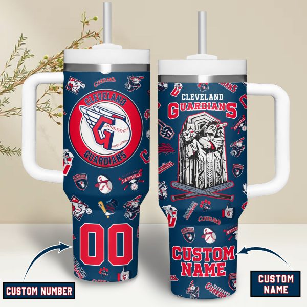 Cleveland Guardians MLB Custom Stanley Quencher 30oz-40oz Stainless Steel - Image 2