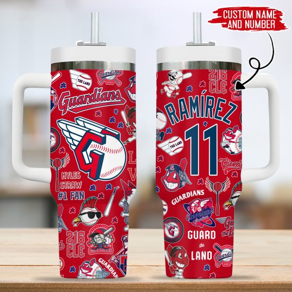 Cleveland Guardians MLB Custom Stanley Quencher 30oz-40oz Stainless Steel Tumbler - Image 2