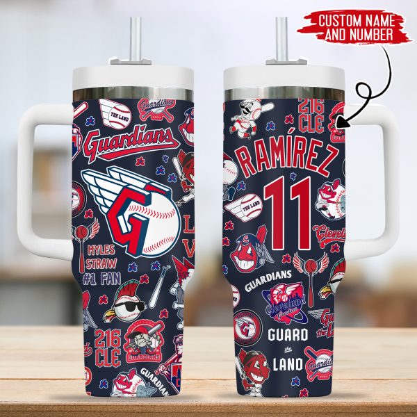 Cleveland Guardians MLB Custom Stanley Quencher 30oz-40oz Stainless Steel Tumbler - Image 3