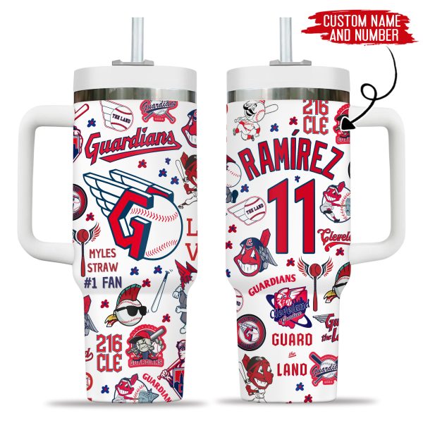 Cleveland Guardians MLB Custom Stanley Quencher 30oz-40oz Stainless Steel Tumbler - Image 4