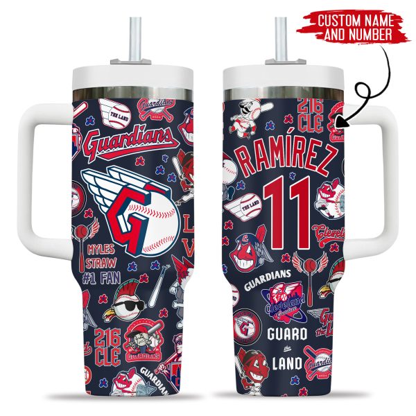 Cleveland Guardians MLB Custom Stanley Quencher 30oz-40oz Stainless Steel Tumbler - Image 8