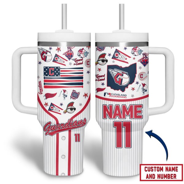Cleveland Guardians MLB Custom Stanley Quencher 30oz-40oz Stainless Steel Tumbler - Image 2