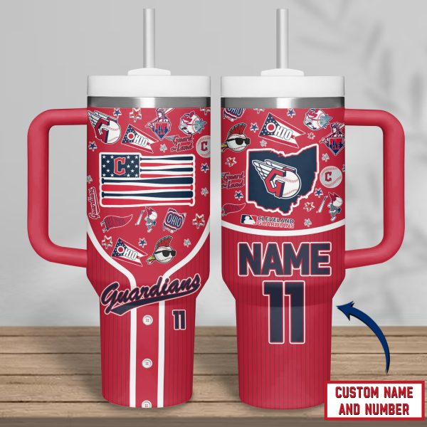 Cleveland Guardians MLB Custom Stanley Quencher 30oz-40oz Stainless Steel Tumbler - Image 3