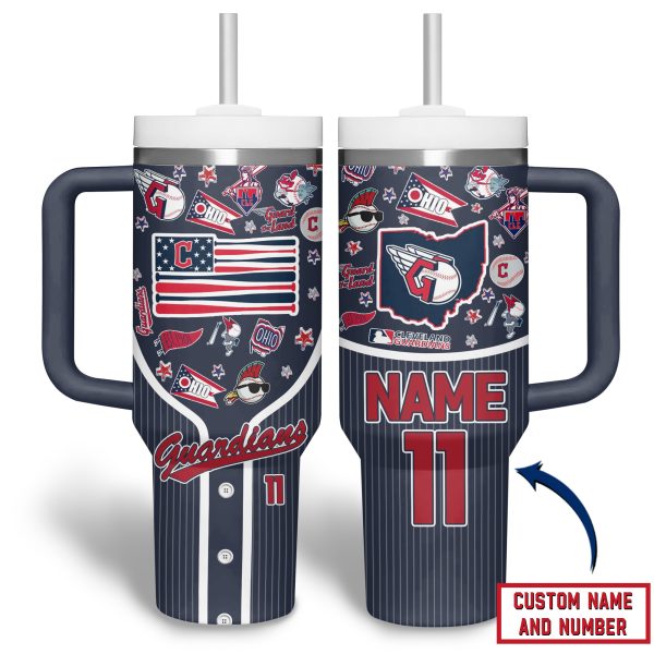Cleveland Guardians MLB Custom Stanley Quencher 30oz-40oz Stainless Steel Tumbler - Image 5