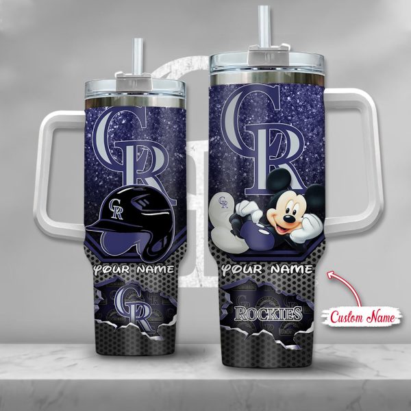 MLB Colorado Rockies Mickey Mouse Custom Stanley Quencher 30oz-40oz Stainless Steel Tumbler Hot And Cold Tumbler