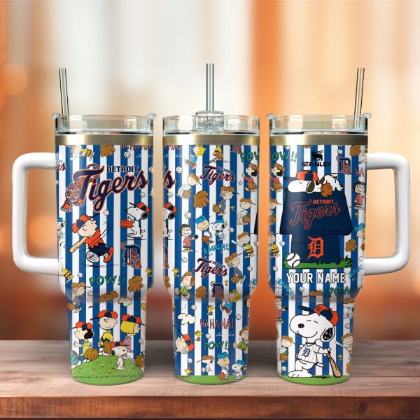 Detroit Tigers x Peanuts MLB Sports Custom Stanley Quencher 30oz-40oz Stainless Steel Tumbler Hot And Cold Tumbler