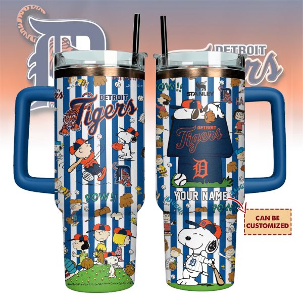 Detroit Tigers x Peanuts MLB Sports Custom Stanley Quencher 30oz-40oz Stainless Steel Tumbler Hot And Cold Tumbler - Image 2
