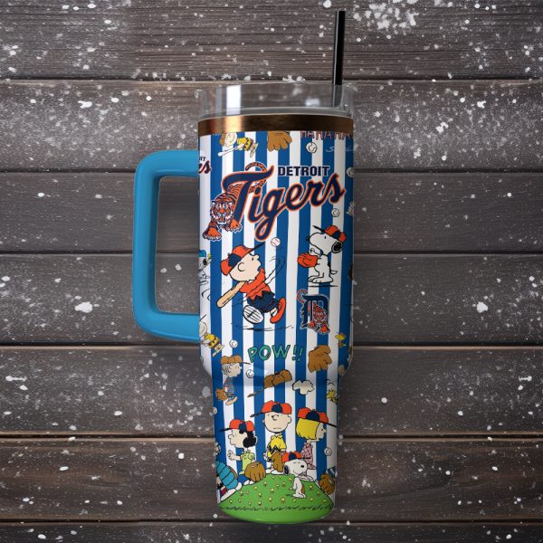 Detroit Tigers x Peanuts MLB Sports Custom Stanley Quencher 30oz-40oz Stainless Steel Tumbler Hot And Cold Tumbler - Image 3