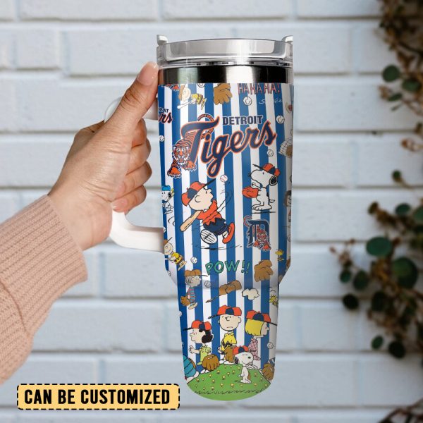 Detroit Tigers x Peanuts MLB Sports Custom Stanley Quencher 30oz-40oz Stainless Steel Tumbler Hot And Cold Tumbler - Image 4
