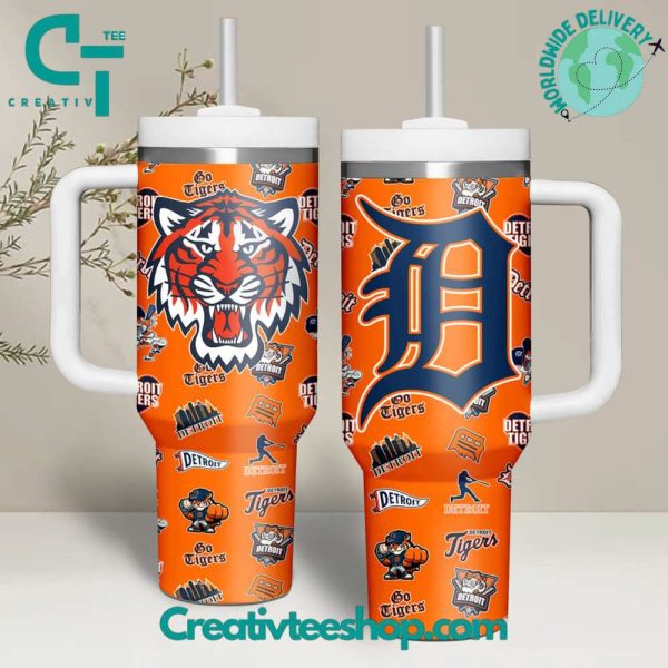 Detroit Tigers MLB Custom Stanley Quencher 30oz-40oz Stainless Steel Tumbler Hot And Cold Tumbler