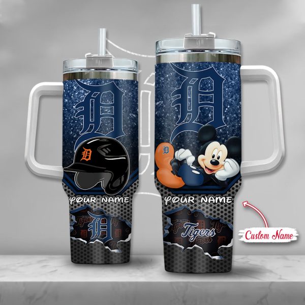 MLB Detroit Tigers Mickey Mouse Custom Stanley Quencher 30oz-40oz Stainless Steel Tumbler Hot And Cold Tumbler