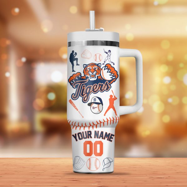 Detroit Tigers MLB Custom Stanley Quencher 30oz-40oz Stainless Steel Tumbler - Image 3