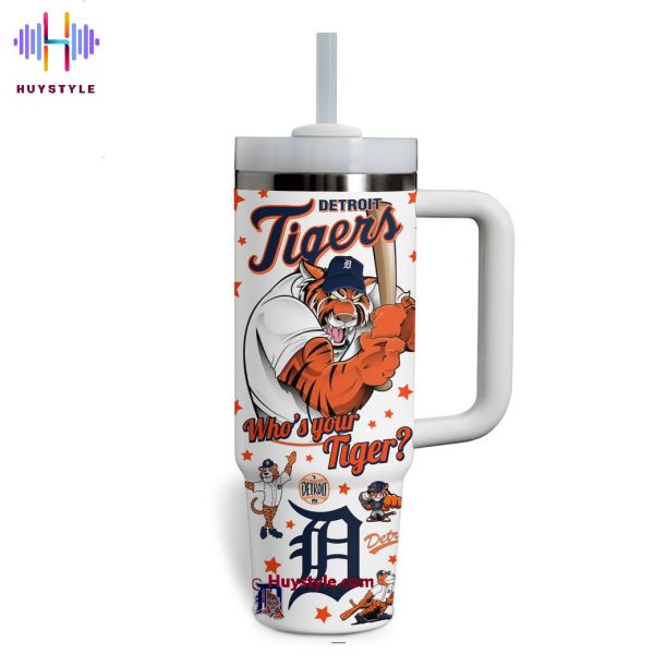 Detroit Tigers MLB Custom Stanley Quencher 30oz-40oz Stainless Steel Tumbler Hot And Cold Tumbler - Image 3