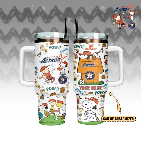 Houston Astros x Peanuts MLB Custom Stanley Quencher 30oz-40oz Stainless Steel Tumbler Hot And Cold Tumbler - Image 3