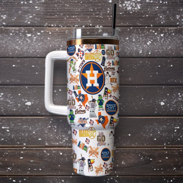 Houston Astros MLB Sports Custom Stanley Quencher 30oz-40oz Stainless Steel Tumbler Hot And Cold Tumbler - Image 2