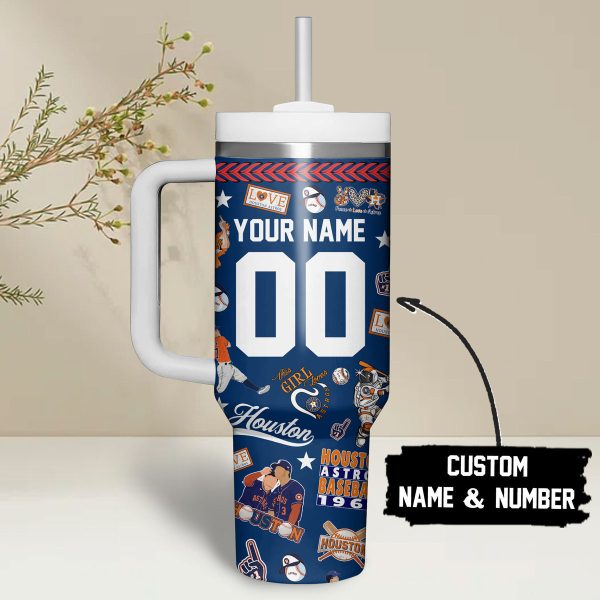 Houston Astros MLB Custom Stanley Quencher 30oz-40oz Stainless Steel - Image 3