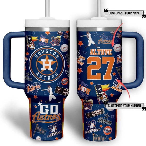 Houston Astros MLB Custom Stanley Quencher 30oz-40oz Stainless Steel Tumbler