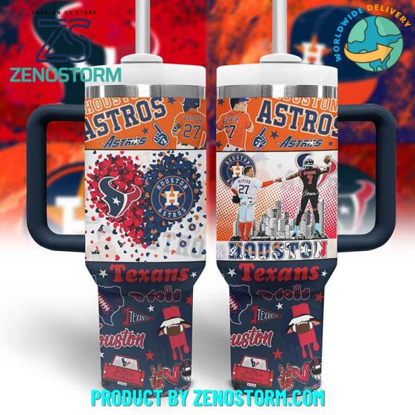 Houston Astros MLB x Houston Texans NFL Custom Stanley Quencher 30oz-40oz Stainless Steel Tumbler Hot And Cold Tumbler
