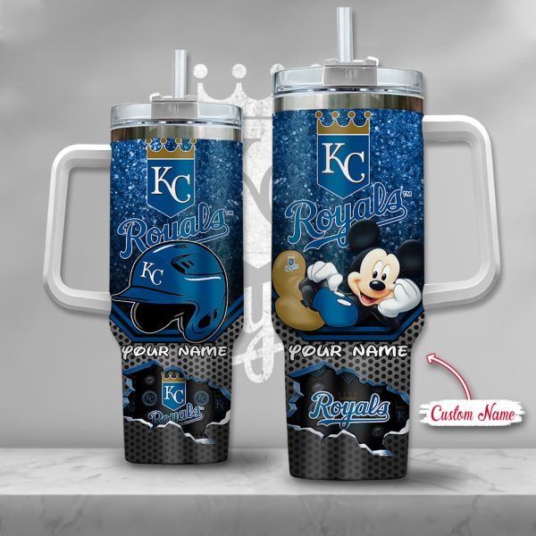 MLB Kansas City Royals Mickey Mouse Custom Stanley Quencher 30oz-40oz Stainless Steel Tumbler Hot And Cold Tumbler
