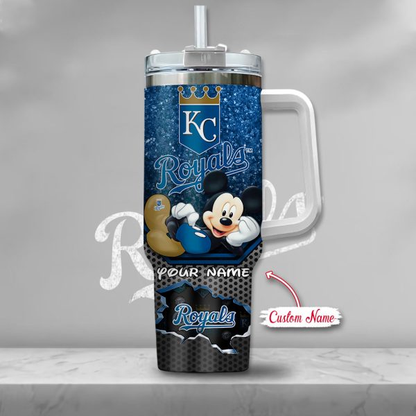 MLB Kansas City Royals Mickey Mouse Custom Stanley Quencher 30oz-40oz Stainless Steel Tumbler Hot And Cold Tumbler - Image 2