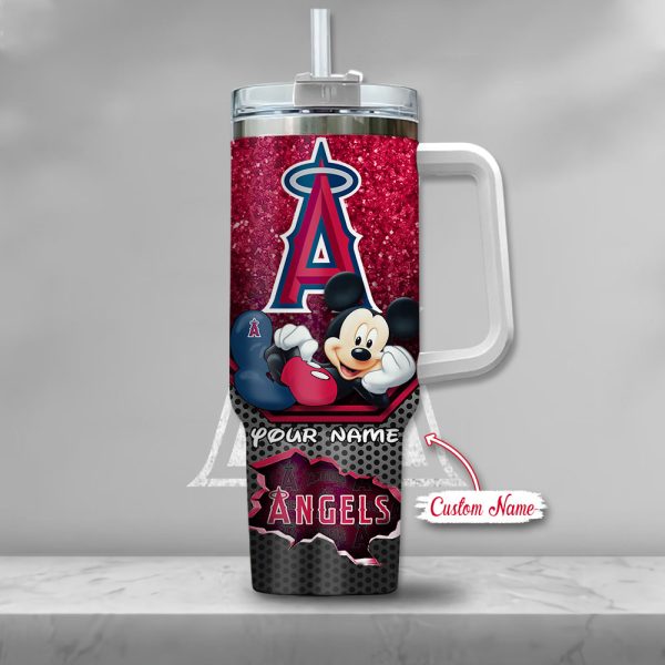 MLB Los Angeles Angels Mickey Mouse Custom Stanley Quencher 30oz-40oz Stainless Steel Tumbler Hot And Cold Tumbler - Image 2