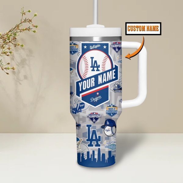 Los Angeles Dodgers MLB Custom Stanley Quencher 30oz-40oz Stainless Steel Tumbler - Image 2